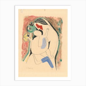 Mother With A Child And A Flower, Mikuláš Galanda Art Print