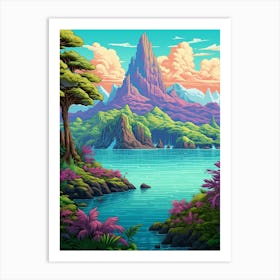Island Landscape Pixel Art 1 Art Print