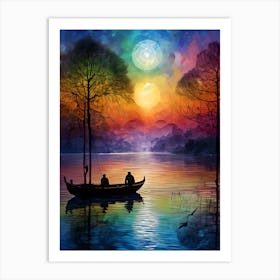 Sunset In A Boat Art Print