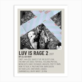 Luv Is Rage 2 2017 By Lil Uzi Vert Poster 2 Art Print