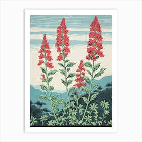 Hagi Bush Clover 1 Vintage Botanical Woodblock Art Print