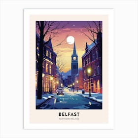 Winter Night  Travel Poster Belfast Northern Ireland 6 Art Print