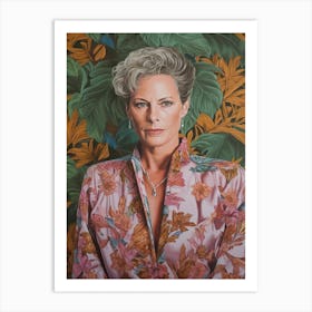 Floral Handpainted Portrait Of Jamie Lee Curtis 2 Art Print