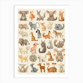 Cartoon Animals Set Art Print