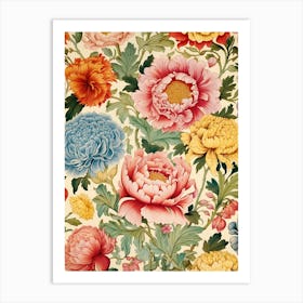 Peony Flower Pattern 2 Art Print