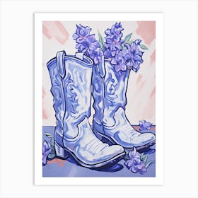 A Painting Of Cowboy Boots With Snapdragon Flowers, Fauvist Style, Still Life 11 Art Print