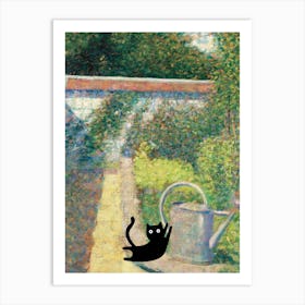 Cats In Famous Gardens Seurat The Watering Can Art Print