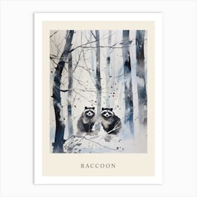 Winter Watercolour Raccoon 2 Poster Art Print