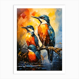 Celestial Birds Feathers In The Sky Art Print