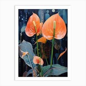 Surreal Florals Flamingo Flower 2 Flower Painting Art Print