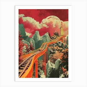 Retro Kitsch Rollercoaster Collage 1 Art Print