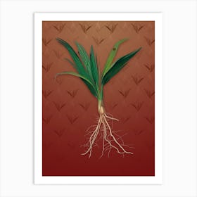 Vintage Date Palm Tree Botanical on Falu Red Pattern n.2491 Art Print