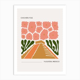 Chichen Itza   Yucatan, Mexico, Warm Colours Illustration Travel Poster 2 Art Print