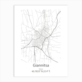 Giannitsa,Greece Minimalist Map Art Print