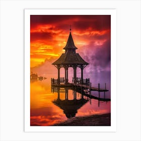 Sunset At The Gazebo Art Print