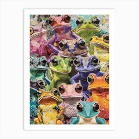 Kitsch Rainbow Frogs 3 Art Print