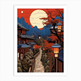 Kusatsu Onsen, Japan Vintage Travel Art 1 Art Print
