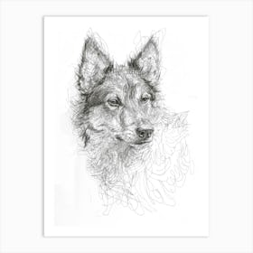Furry Wire Haired Dog Line Sketch 3 Art Print