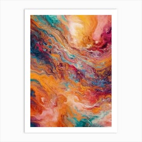 Abstract Painting With Blue, Yellow, And Red Colors Art Print