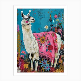 Floral Animal Painting Llama 1 Art Print