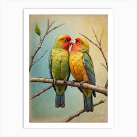 Lovebirds Kissing 1 Art Print