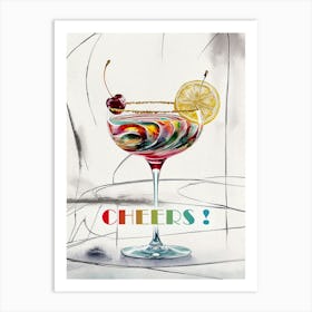 Cheers, Coctail Watercolor Painting Art Print