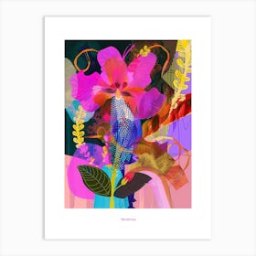 Veronica 1 Neon Flower Collage Poster Art Print