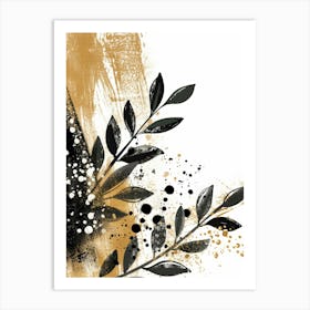 Black And Gold Leaf Painting Art Print