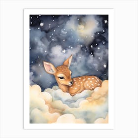 Baby Deer 7 Sleeping In The Clouds Art Print