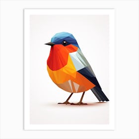 Colourful Geometric Bird Robin 3 Art Print