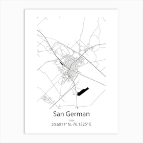 San German,Cuba Minimalist Map Art Print