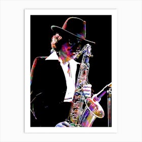 Gato Barbieri Argentine Jazz Tenor Saxophonist in my Colorful Illustration Art Print