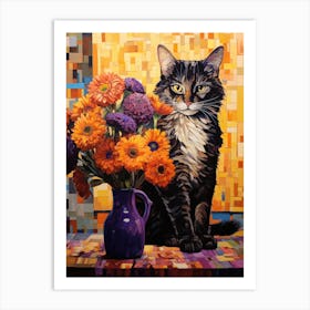 Cat With Flowers 3 Art Print