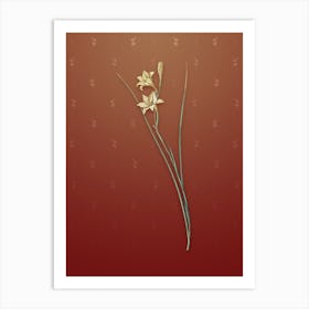 Vintage Gladiolus Botanical on Falu Red Pattern n.0895 Art Print