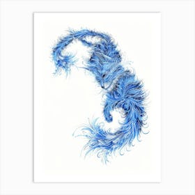 Blue Feathered Cat Art Print