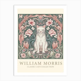 William Morris  Inspired  Classic Cats Sage And Pink Art Print