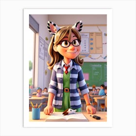 Girl In A Classroom Art Print