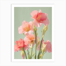 Gladioli Flowers Acrylic Painting In Pastel Colours 10 Art Print