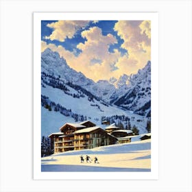 Courmayeur, Italy Ski Resort Vintage Landscape 2 Skiing Poster Art Print