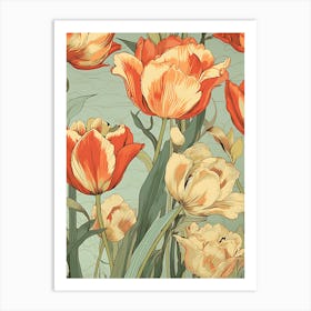 Tulips Seamless Pattern Art Print