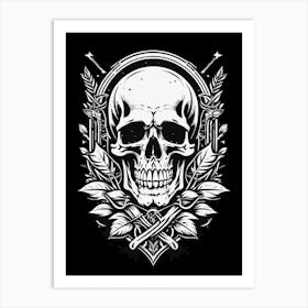 Skull and leaves Art Print