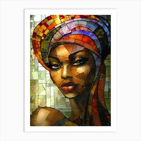 African Woman Stained Glass 3 Art Print