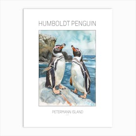 Humboldt Penguin Petermann Island Watercolour Painting 4 Poster Art Print