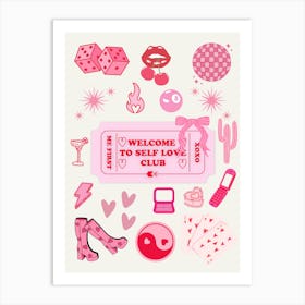 Self Love Club Pink Red Collage Art Print