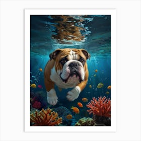 Bulldog Underwater Art Print