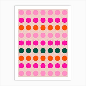 Colorful Mid Century Modern Geometric Dots Pink & Orange Art Print