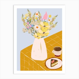 Flower Vase And Coffee Print Art Print