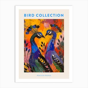 Two Peacocks Colourful Painting 1 Poster Art Print