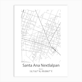 Santa Ana Jilotzingo,Mexico Minimalist Map Art Print