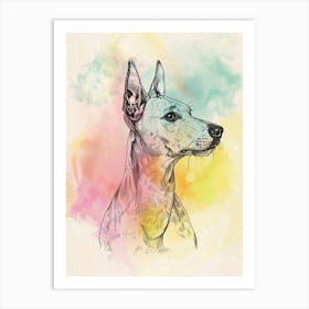 Colourful Watercolour Italian Greyhound Dog Line Illustration Art Print